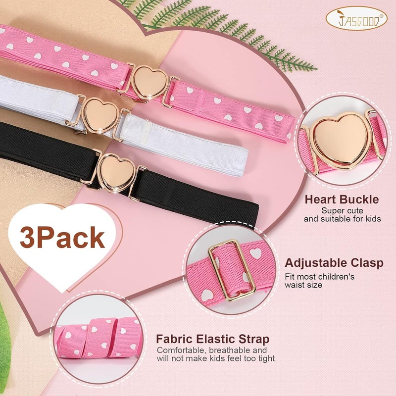Jas. Good Elastic Belts for Toddler Kids Adjustable Boys Girls Teens Stretch Belts with Heart Buckle for Back to School - Image 4